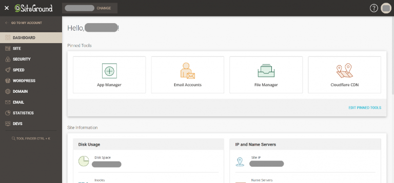 SiteGround Site Tool dashboard